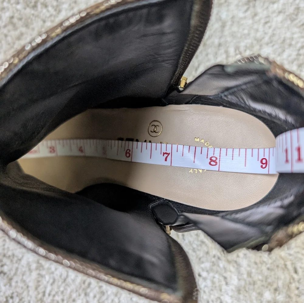 Chanel Gold and Black Metallic Ankle Boots - Size 37 EUC